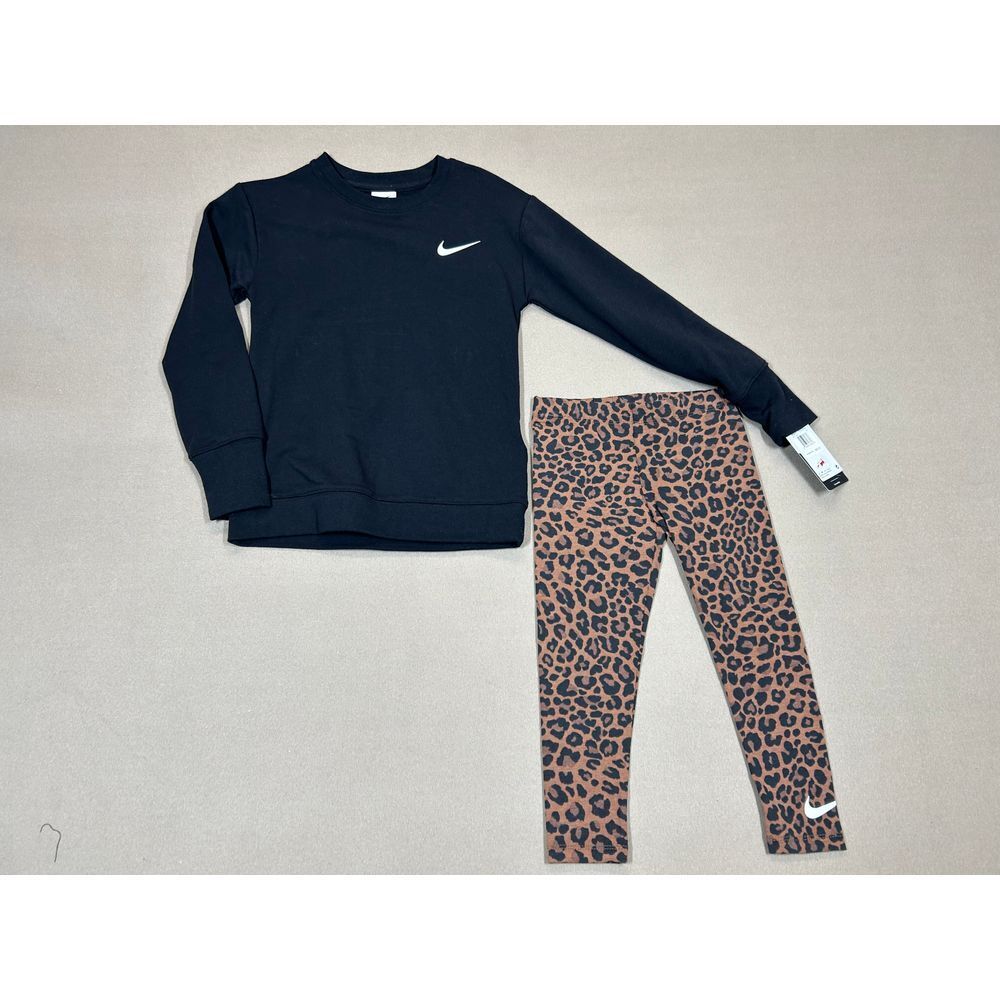 Nike Little Girls Crewneck and Leopard Leggings 2 Piece Set‎ Size 6X - Picture 2 of 8